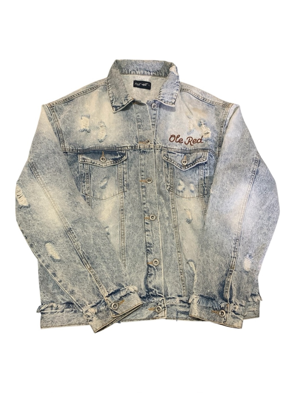 Ole Red Whiskey Business distressed light denim Jacket Size L